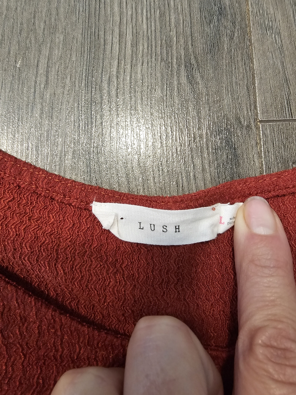 Lush Rust Ruffle Shoulder Waffle-Knit Pullover - Picture 3 of 4